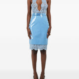 Gonna midi con dettaglio in pizzo in celeste Rowen rose - donna 