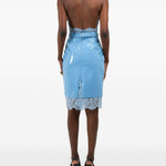 Gonna midi con dettaglio in pizzo in celeste Rowen rose - donna 