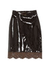 Gonna midi con dettaglio in pizzo in marrone Rowen rose - donna