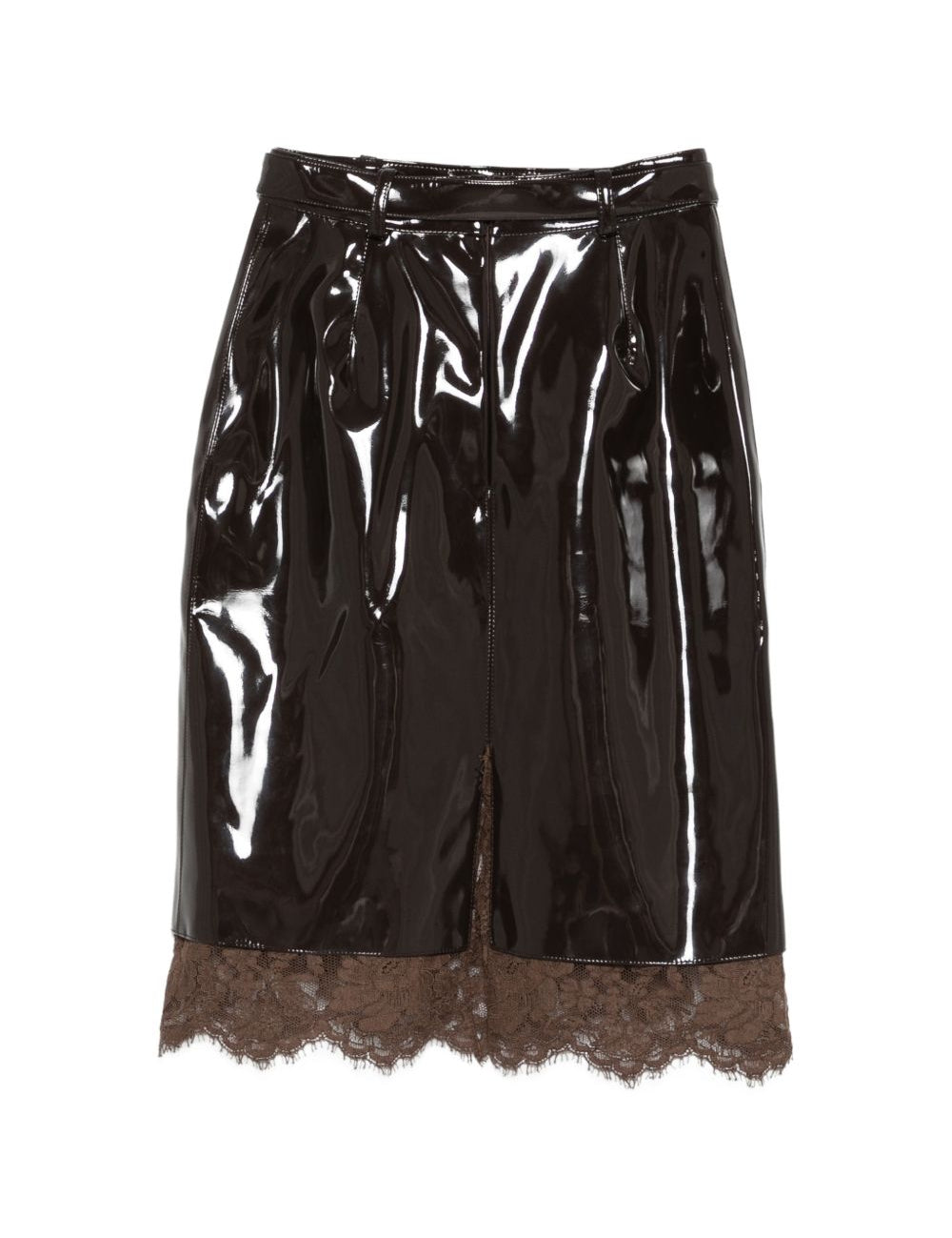 Gonna midi con dettaglio in pizzo in marrone Rowen rose - donna 