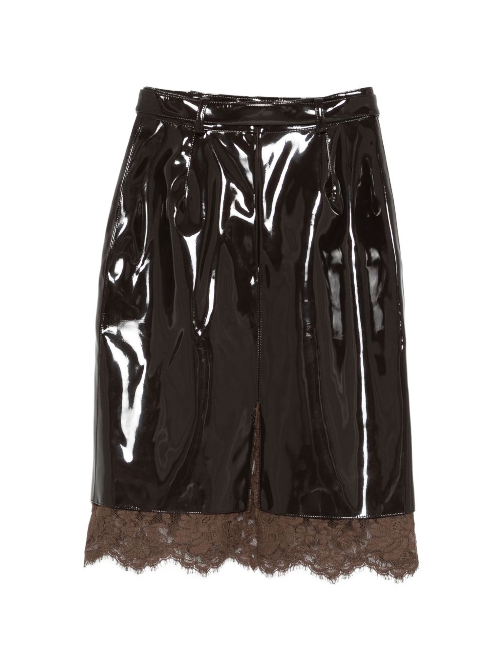 Gonna midi con dettaglio in pizzo in marrone Rowen rose - donna 