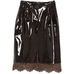 Gonna midi con dettaglio in pizzo in marrone Rowen rose - donna 