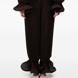 Pantaloni plissé con volant in marrone Rowen rose - donna 