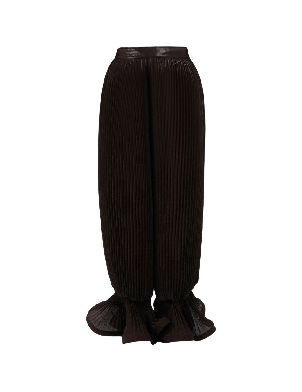 Pantaloni plissé con volant in marrone Rowen rose - donna 