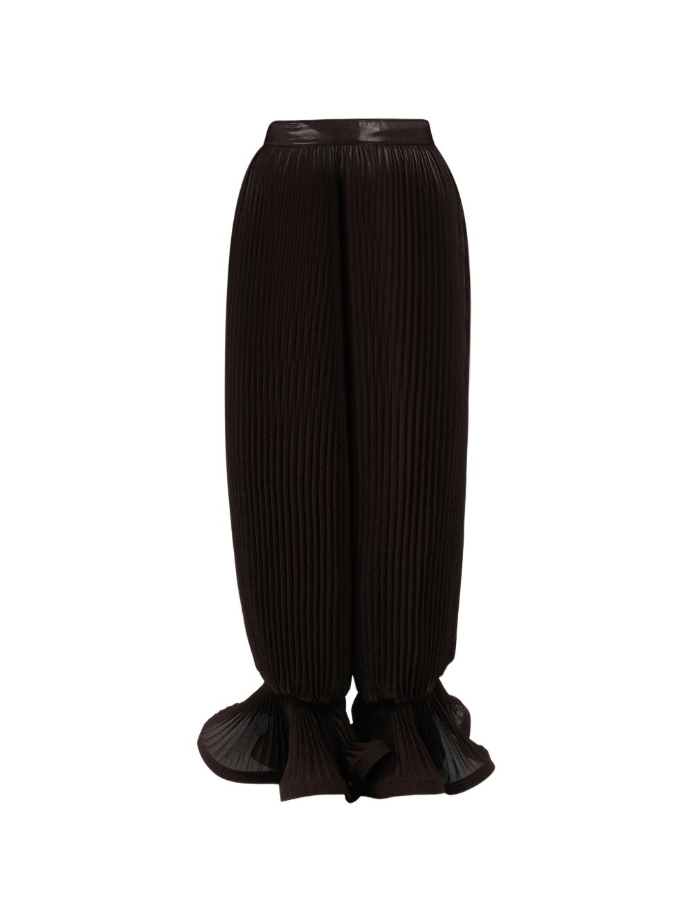 Pantaloni plissé con volant in marrone Rowen rose - donna 