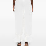 Pantaloni plissé con volant in bainco Rowen rose - donna 