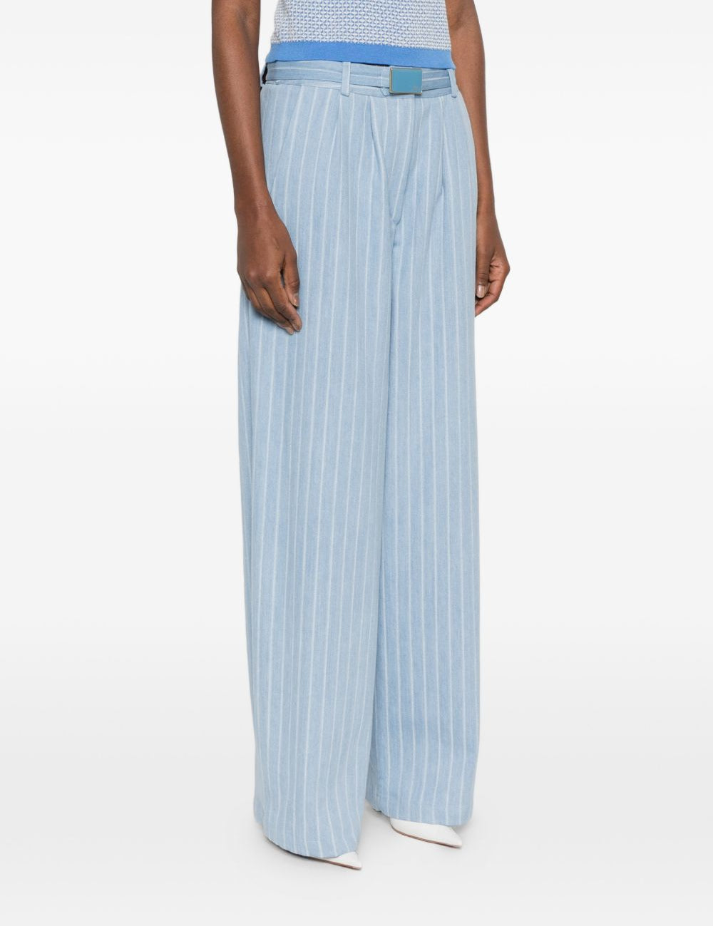 Jeans a gamba ampia in blu Rowen rose - donna 