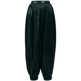 Pantaloni plissettati con polsini in verde Rowen Rose - donna 