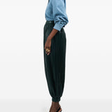 Pantaloni plissettati con polsini in verde Rowen Rose - donna 