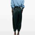 Pantaloni plissettati con polsini in verde Rowen Rose - donna 