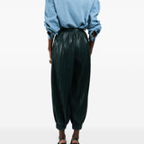 Pantaloni plissettati con polsini in verde Rowen Rose - donna 