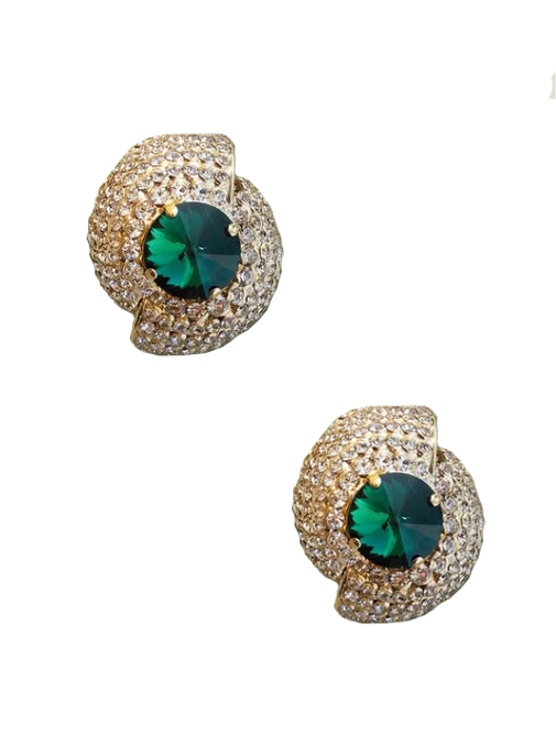Oreechini con strass in verde e oro Rowen Rose - donna 