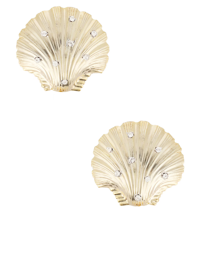 Orecchini con  strass oversize shell in oro Rowen Rose - donna 