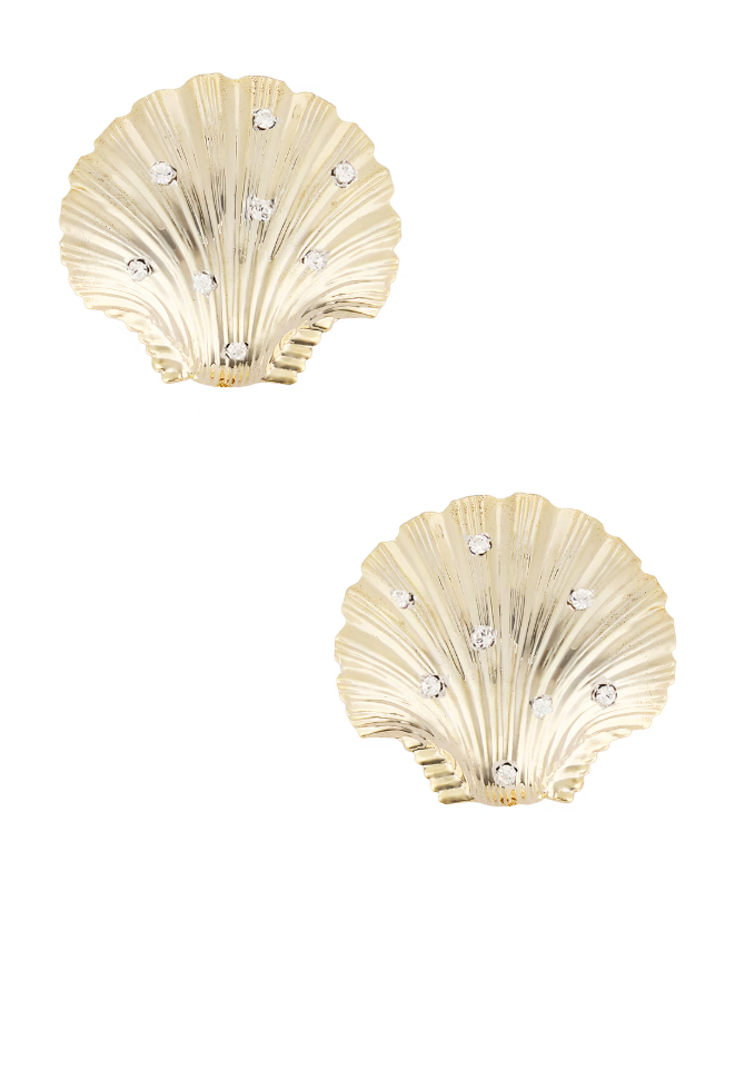 Orecchini con  strass oversize shell in oro Rowen Rose - donna 
