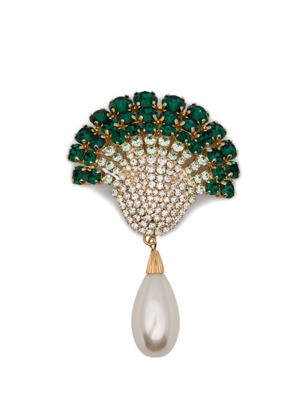 Orecchini con cristalli decorati con perle shell in verde Rowen rose - donna 