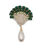 Orecchini con cristalli decorati con perle shell in verde Rowen rose - donna 