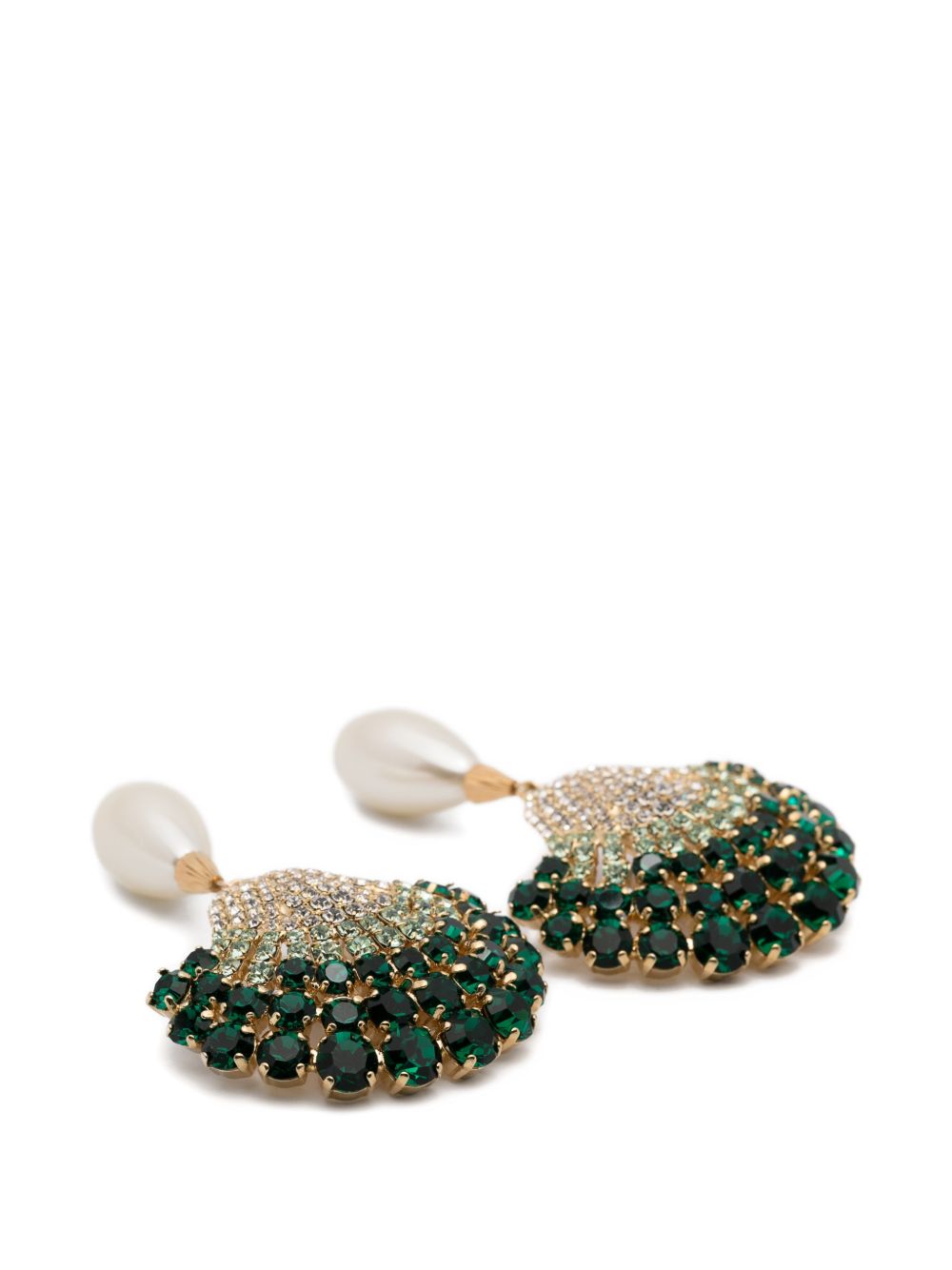 Orecchini con cristalli decorati con perle shell in verde Rowen rose - donna 