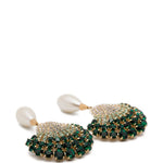 Orecchini con cristalli decorati con perle shell in verde Rowen rose - donna 