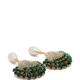 Orecchini con cristalli decorati con perle shell in verde Rowen rose - donna 