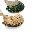 Orecchini con cristalli decorati con perle shell in verde Rowen rose - donna 