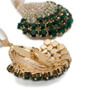 Orecchini con cristalli decorati con perle shell in verde Rowen rose - donna 