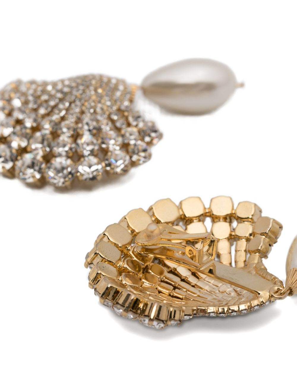 Orecchini con cristalli decorati con perle shell in oro e avorio Rowen rose - donna 
