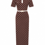 Abito midi polo a pois  in marrone Rowen Rose - donna 