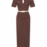 Abito midi polo a pois  in marrone Rowen Rose - donna 