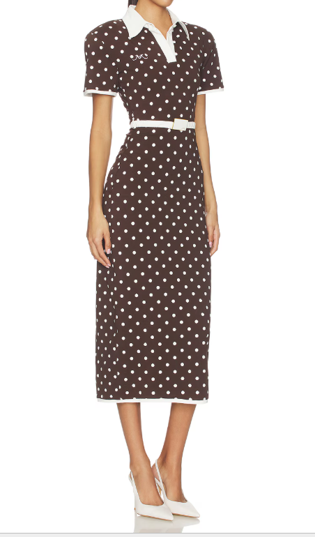 Abito midi polo a pois  in marrone Rowen Rose - donna 