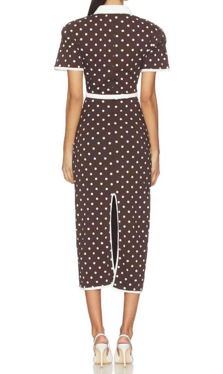 Abito midi polo a pois  in marrone Rowen Rose - donna 