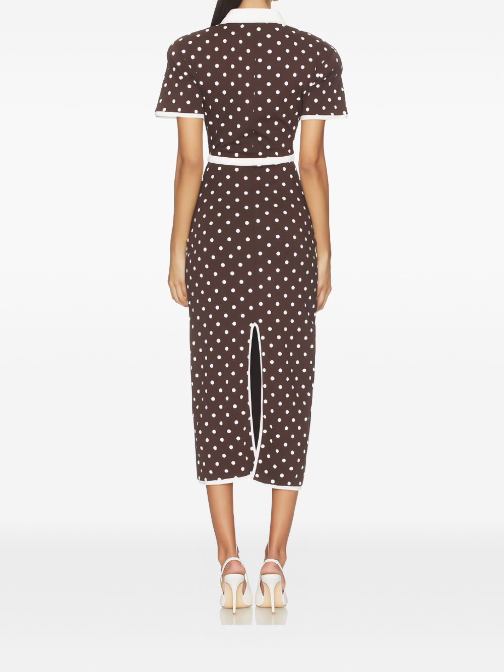 Abito midi polo a pois  in marrone Rowen Rose - donna 
