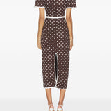 Abito midi polo a pois  in marrone Rowen Rose - donna 