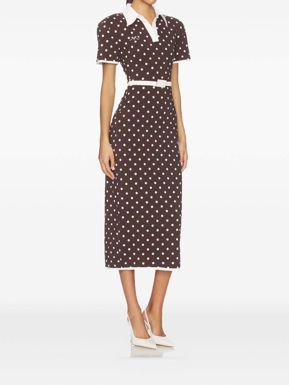 Abito midi polo a pois  in marrone Rowen Rose - donna 