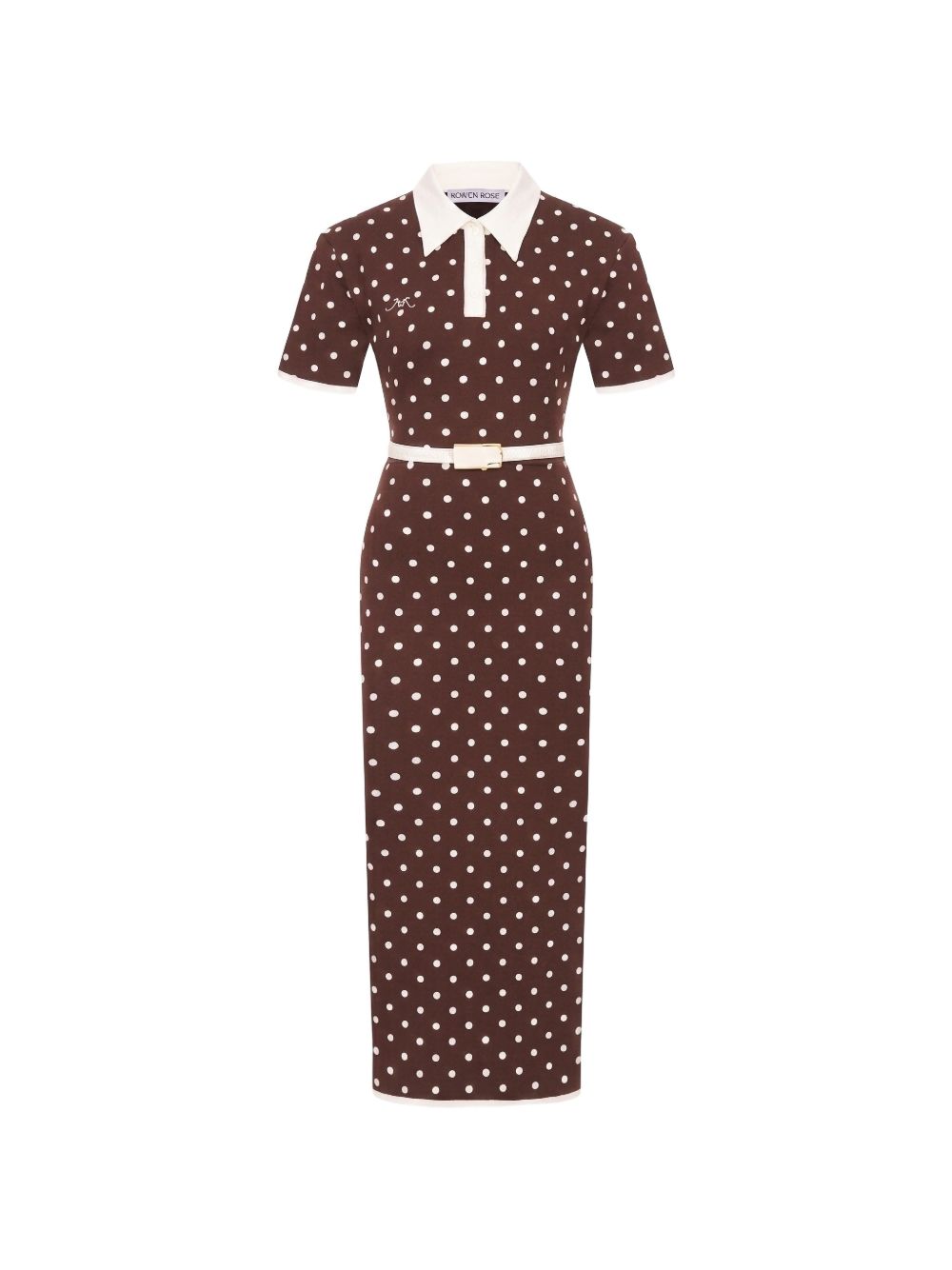 Abito midi polo a pois  in marrone Rowen Rose - donna 
