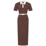 Abito midi polo a pois  in marrone Rowen Rose - donna 