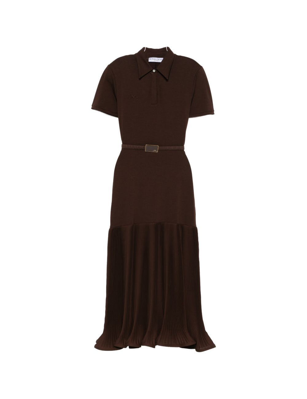 Abito midi con colletto stile polo in marrone Rowen rose - donna 