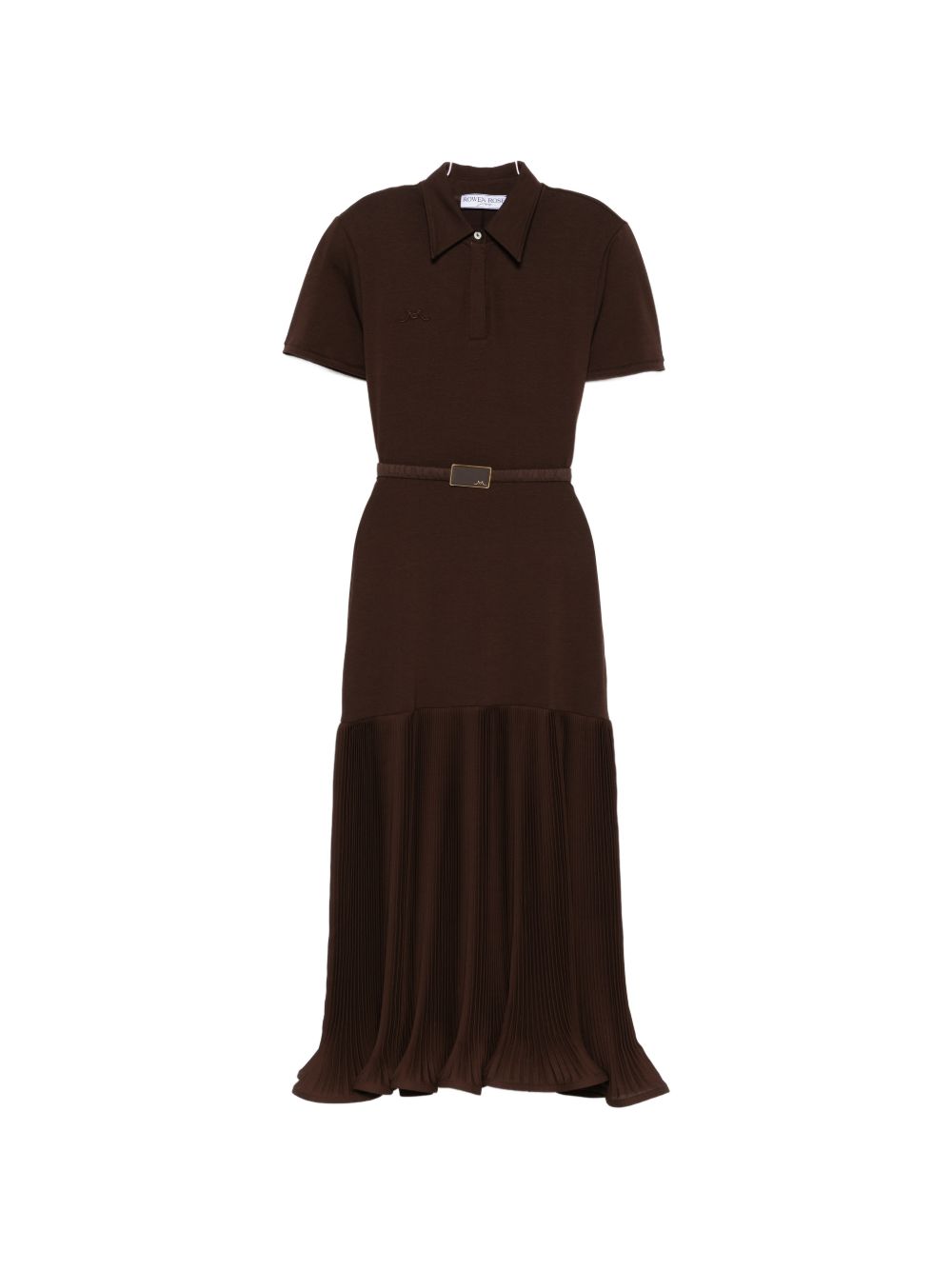 Abito midi con colletto stile polo in marrone Rowen rose - donna 
