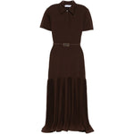 Abito midi con colletto stile polo in marrone Rowen rose - donna 