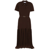 Abito midi con colletto stile polo in marrone Rowen rose - donna 