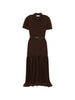 Abito midi con colletto stile polo in marrone Rowen rose - donna