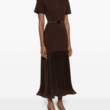 Abito midi con colletto stile polo in marrone Rowen rose - donna 