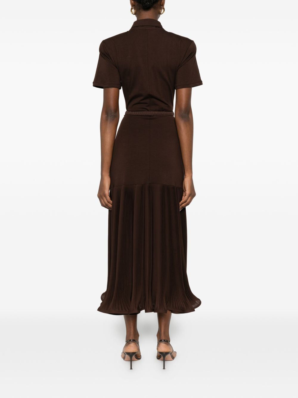 Abito midi con colletto stile polo in marrone Rowen rose - donna 