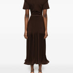 Abito midi con colletto stile polo in marrone Rowen rose - donna 