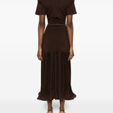 Abito midi con colletto stile polo in marrone Rowen rose - donna 