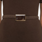 Abito midi con colletto stile polo in marrone Rowen rose - donna 