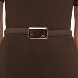 Abito midi con colletto stile polo in marrone Rowen rose - donna 