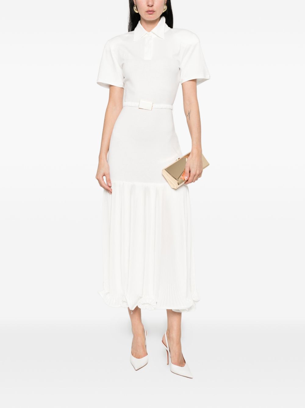 Abito midi con colletto stile polo in bianco Rowen rose - donna 