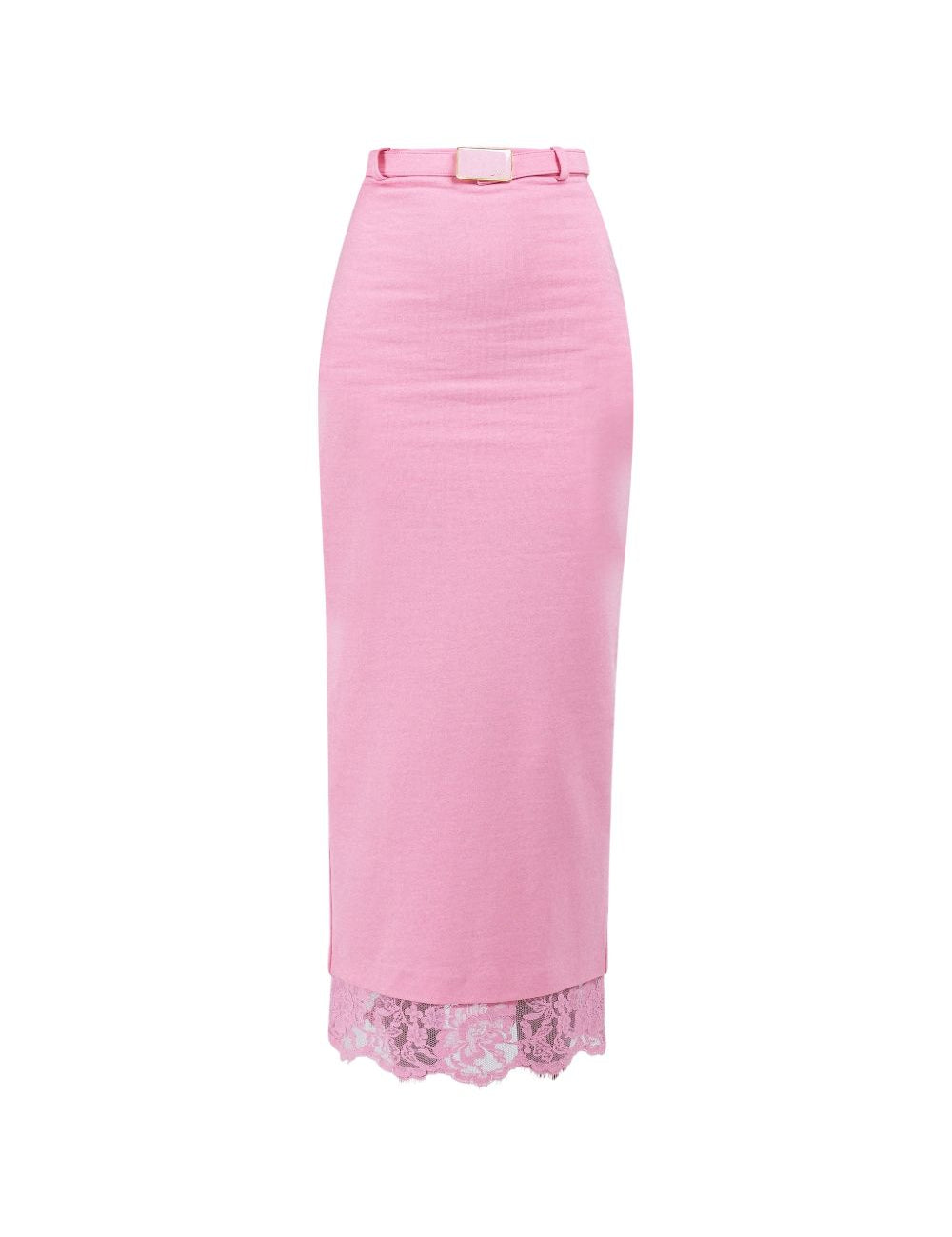 Gonna midi con orlo in pizzo rosa Rowen Rose - donna 