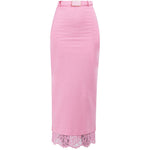 Gonna midi con orlo in pizzo rosa Rowen Rose - donna 