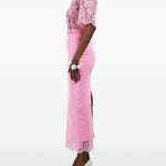 Gonna midi con orlo in pizzo rosa Rowen Rose - donna 